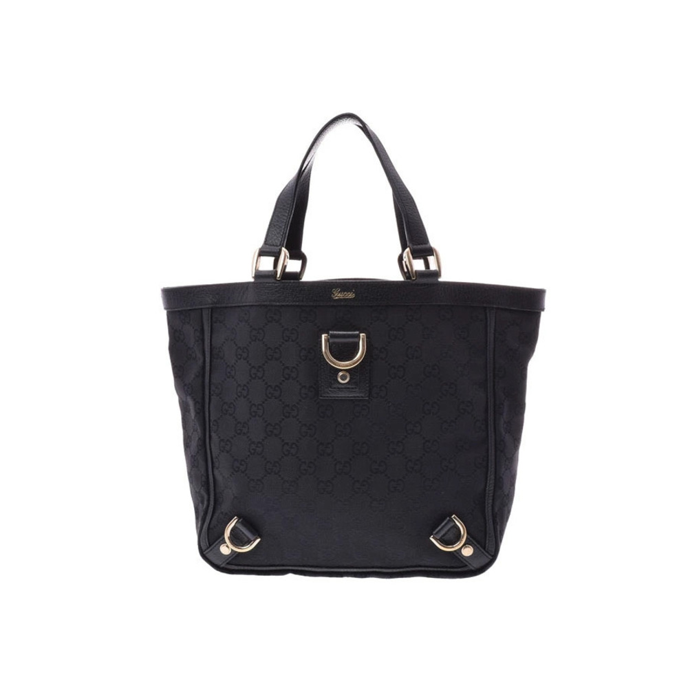 Gucci GG black canvas leather handbag